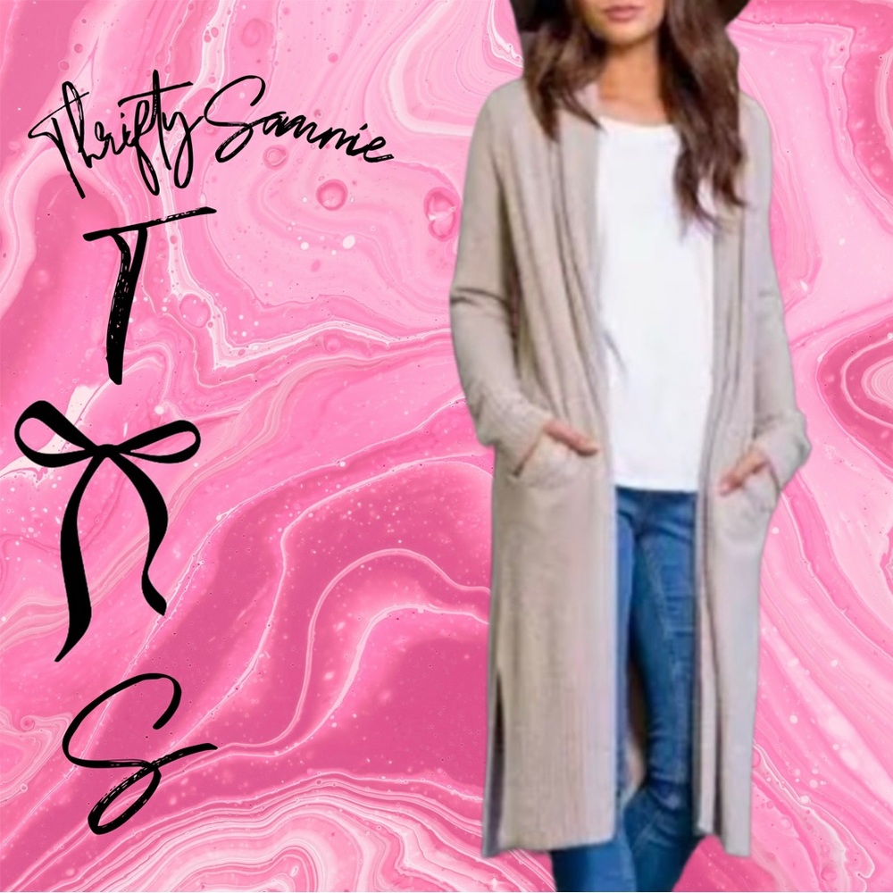 barefoot Dreams CozyChic Lite Women's Beige Long Cardigan Sweater